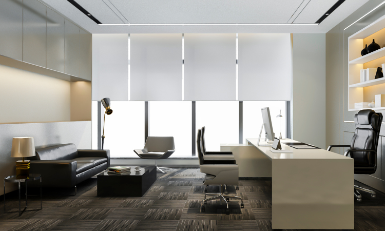 roller blinds installed in office