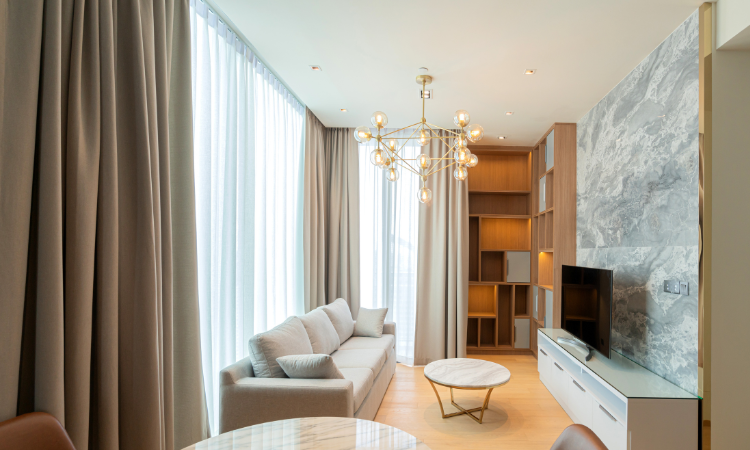 motorized curtain installed in home